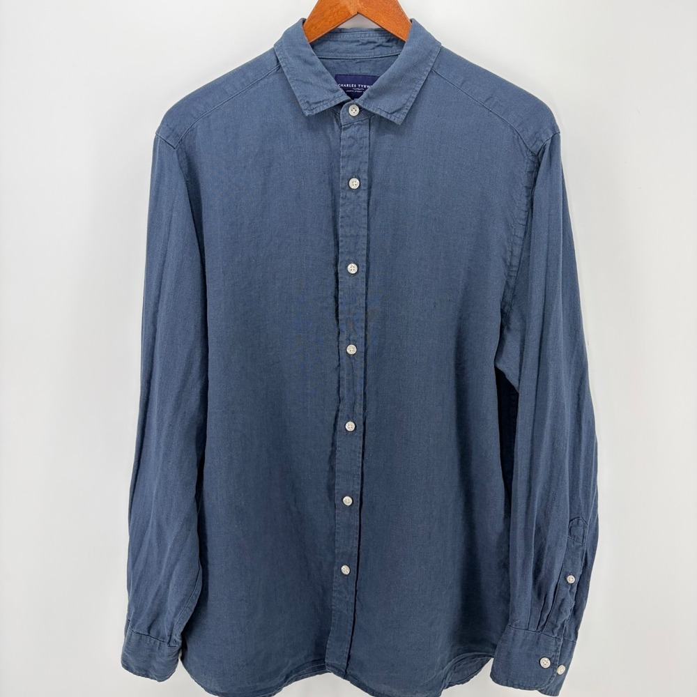 Charles Tyrwhitt 100% Linen Shirt Classic Fit Button Up Resort Vacation